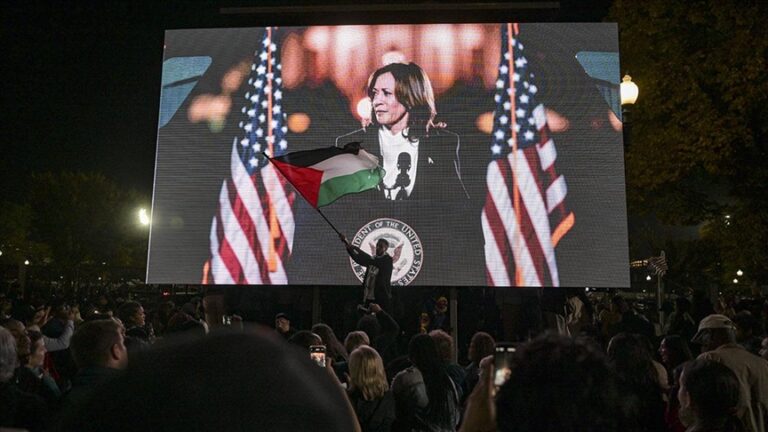Washington’da seçim mitingi düzenleyen Harris’e Gazze protestosu