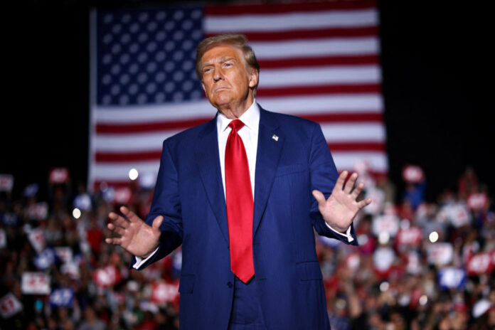 Republican presidential nominee and former U.S. President Donald Trump holds a campaign rally in Novi, Michigan